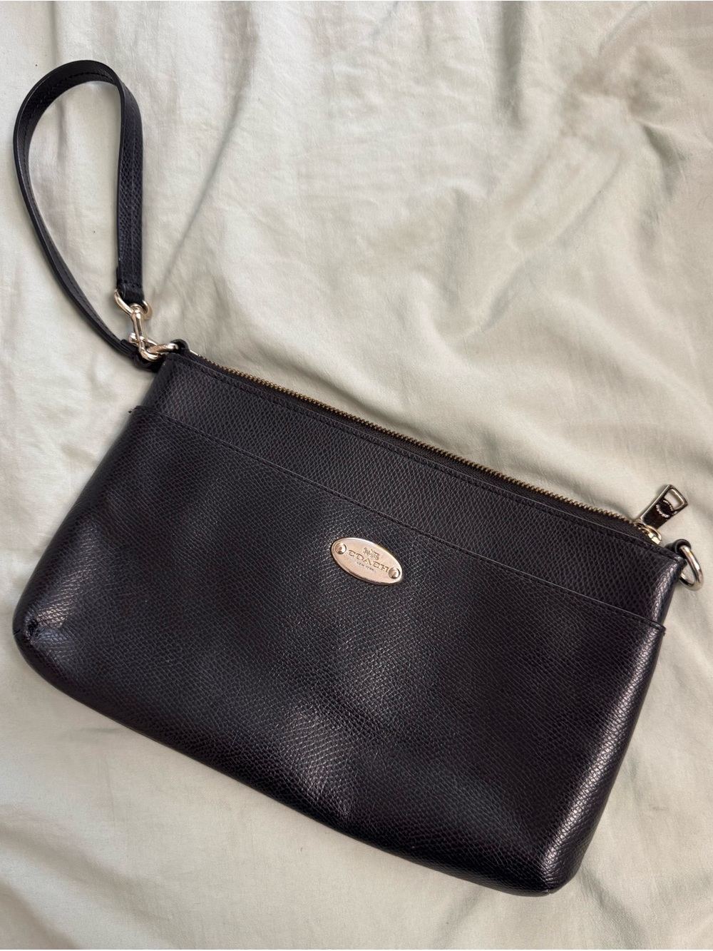 Coach Black Leather Wristlet Clutch